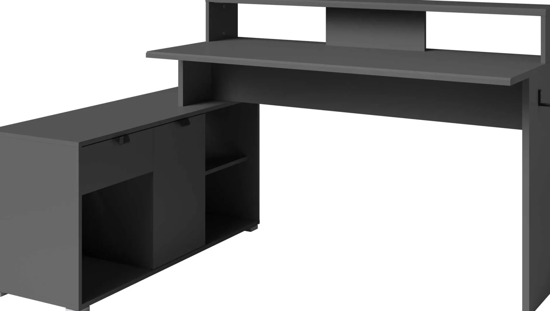 Gaming-Schreibtisch Vortex - 229x60x95cm - mit LED-Beleuchtung - dunkelgrau