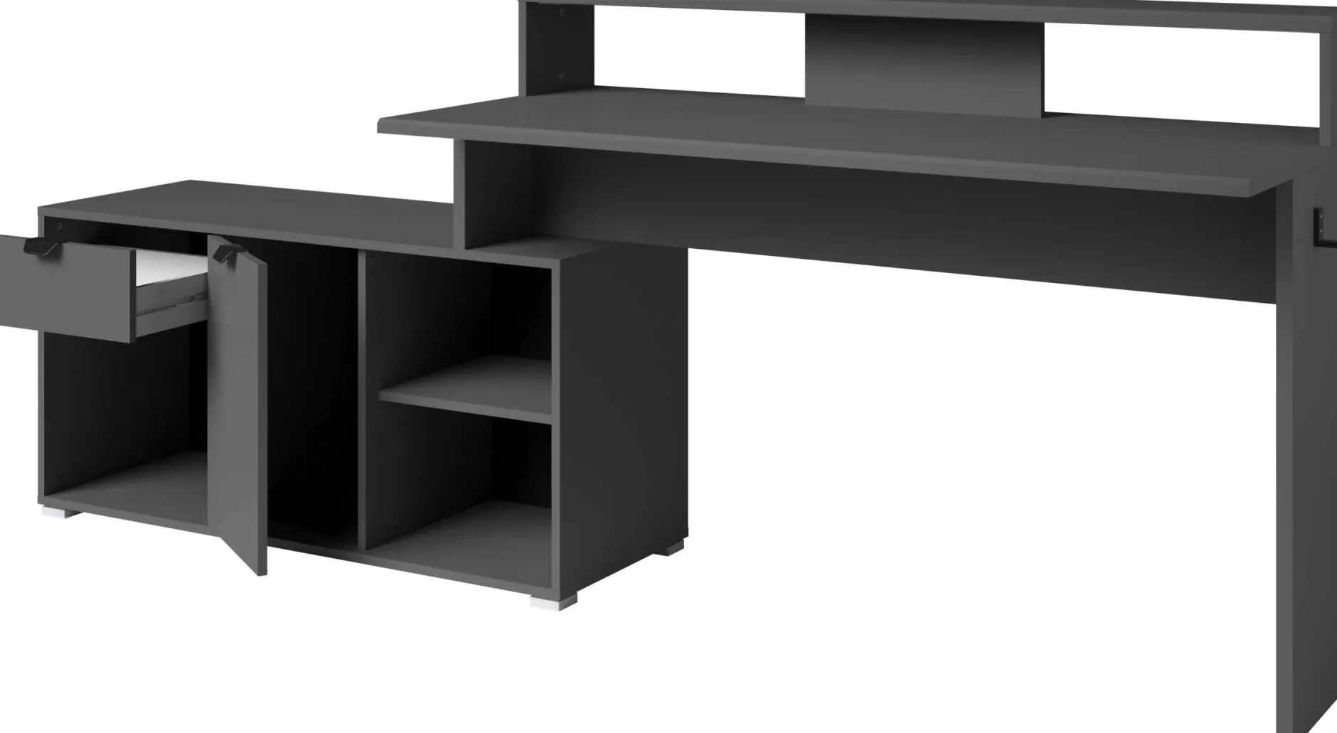 Gaming-Schreibtisch Vortex - 229x60x95cm - mit LED-Beleuchtung - dunkelgrau
