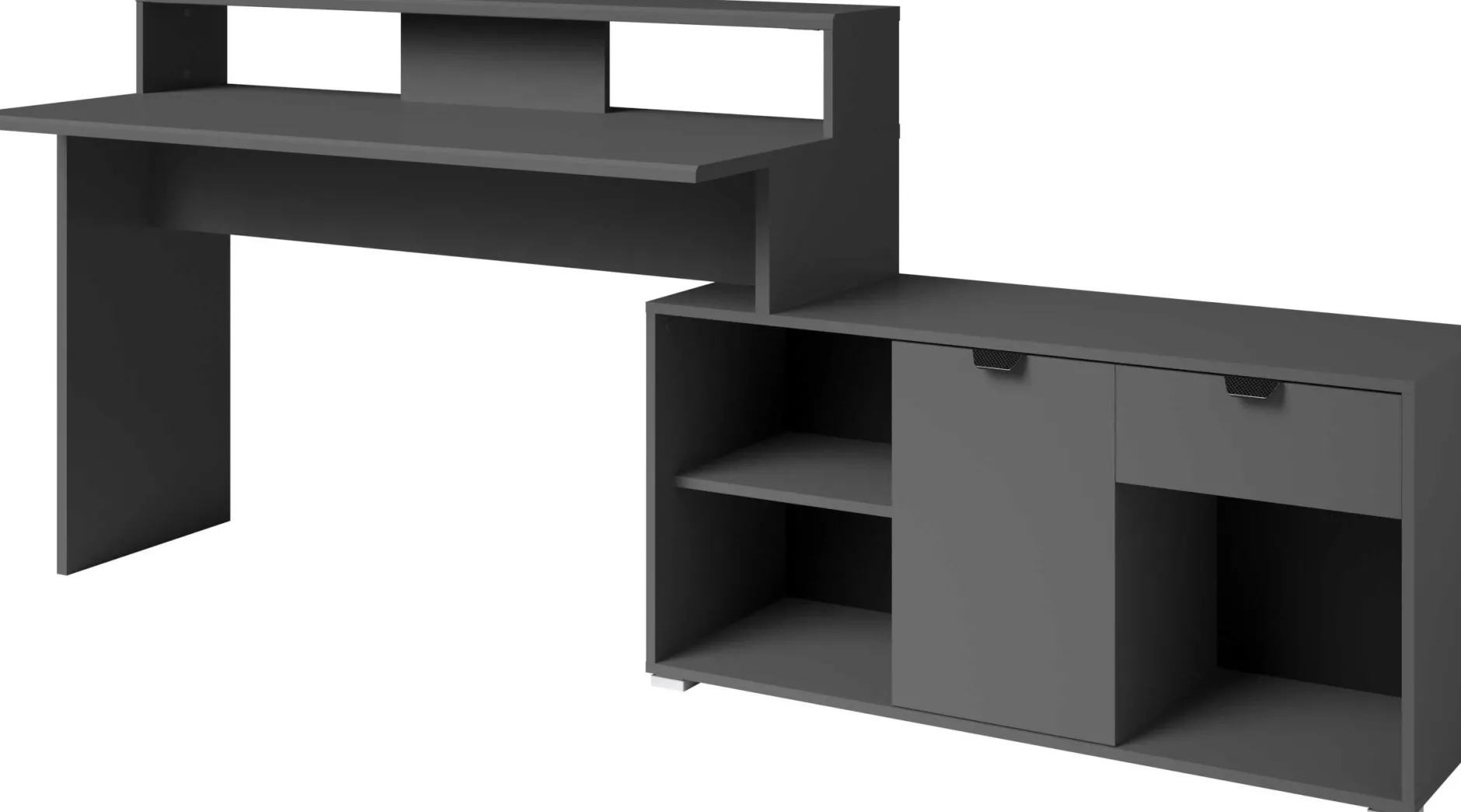 Gaming-Schreibtisch Vortex - 229x60x95cm - mit LED-Beleuchtung - dunkelgrau