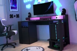Gaming-Tisch 152cm mit LED-Leiste - schwarz