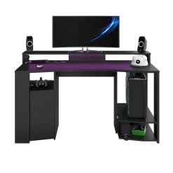 Gaming-Tisch 152cm mit LED-Leiste - schwarz