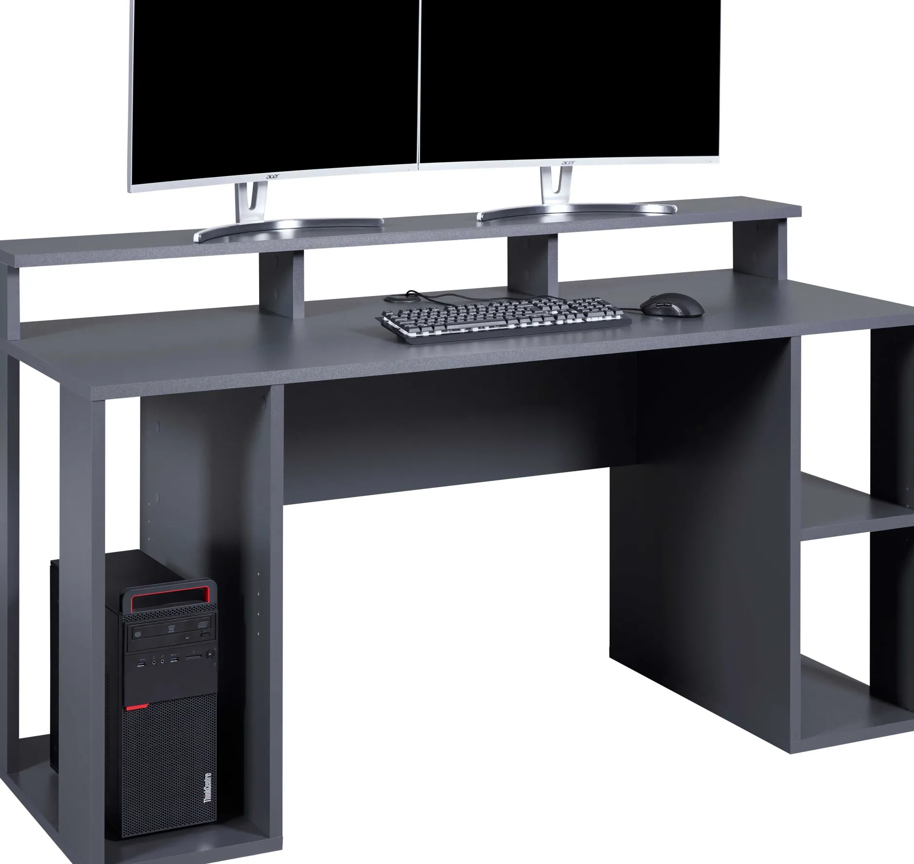 Gaming-Tisch Match Point | 160 x 91 x 76,5 cm | Farbe: Anthrazit | Mit Ablagefläche