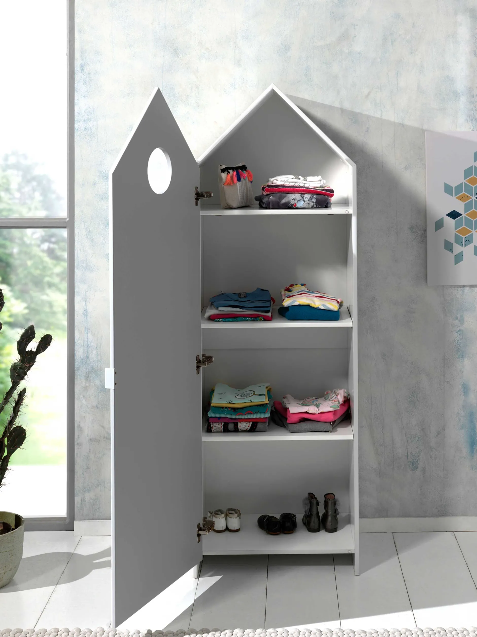 Garderobe Bücherregal Casami - weiß/grau