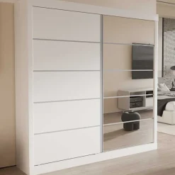 Garderobe Mike | 183 x 53 x 198 cm | Mit Spiegel | Weiß