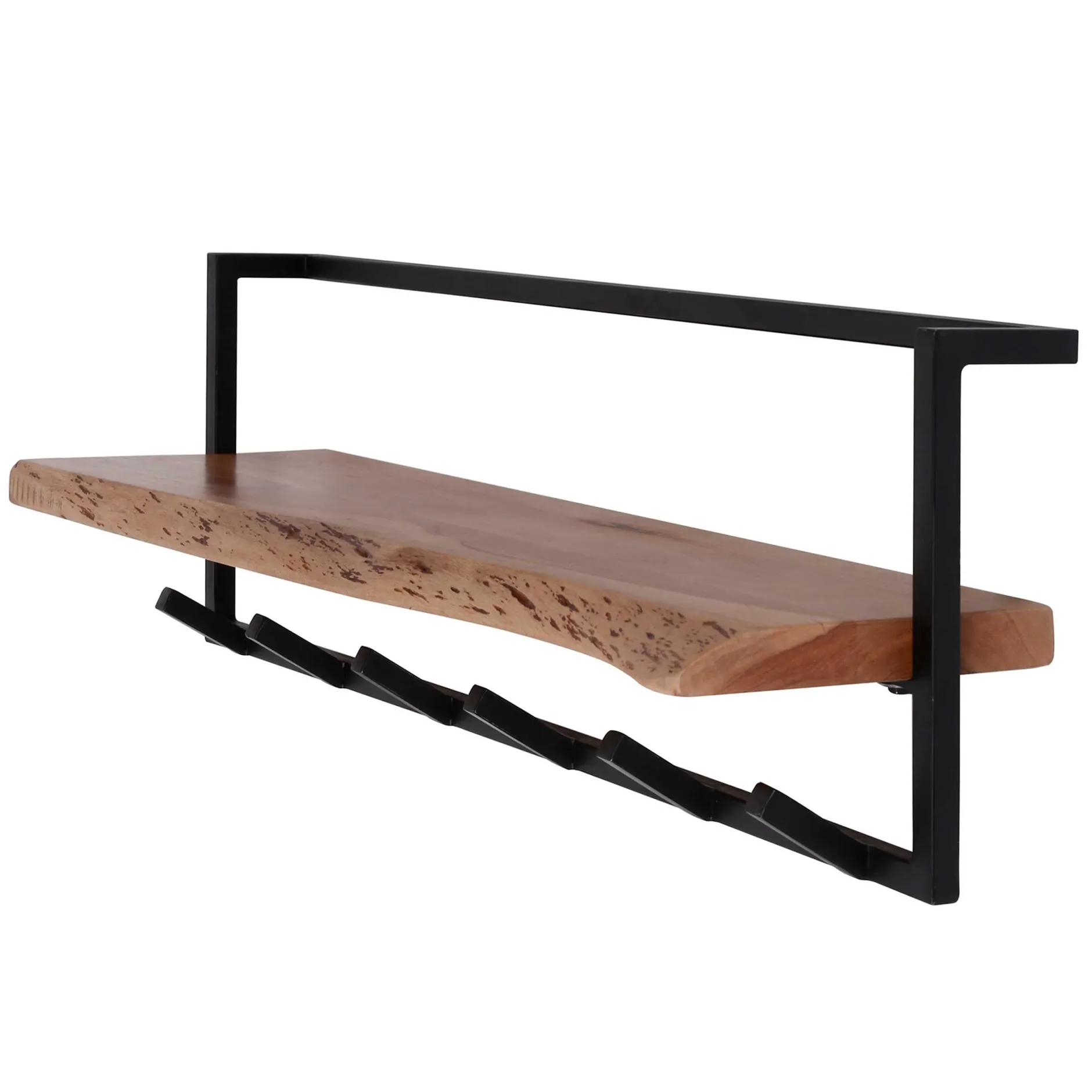 Garderobenständer Edge 6 Haken mit Hutablage - Akazie