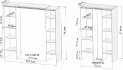 Garderobe Spike 112/185cm mit Vorhang - Eiche/Ecru