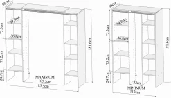 Garderobe Spike 112/185cm mit Vorhang - weiß/grau