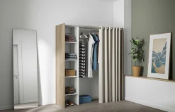Garderobe Spike 123/160cm mit Vorhang - Eiche/Ecru