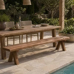 Gartenbank Longford gescova - recyceltes Teakholz - 300x40x46cm - Braun