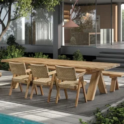 Gartenbank Longford gescova - recyceltes Teakholz - 300x40x46cm - Braun