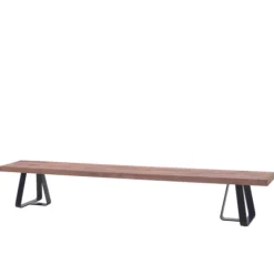 Gartenbank Margarite Gescova - 300 cm Teakholz und Eisen - Schwarz