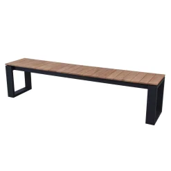 Gartenbank Matisse 195cm Gescova - Aluminium & Teak - Schwarz/Braun