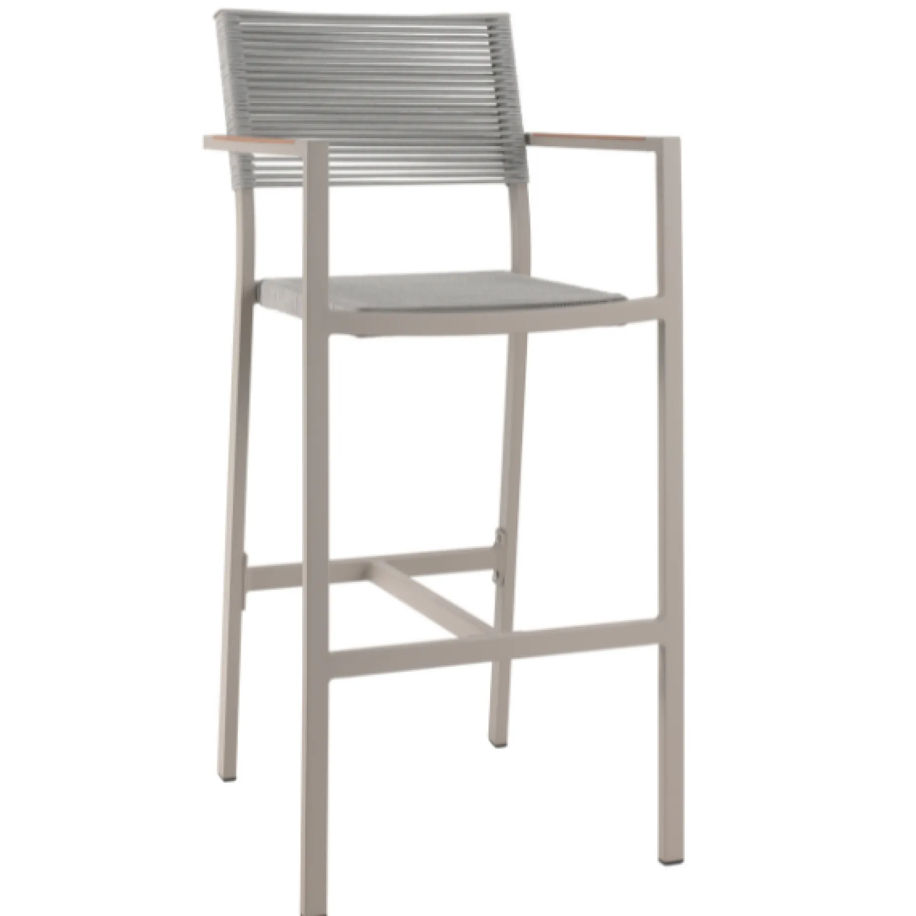Garten-Barhocker Arriba Gescova - Beige Aluminium & Teak - 55x61x108cm
