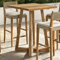 Garten-Bartisch Ella Gescova - recyceltes Teakholz - 80x80x107cm Braun