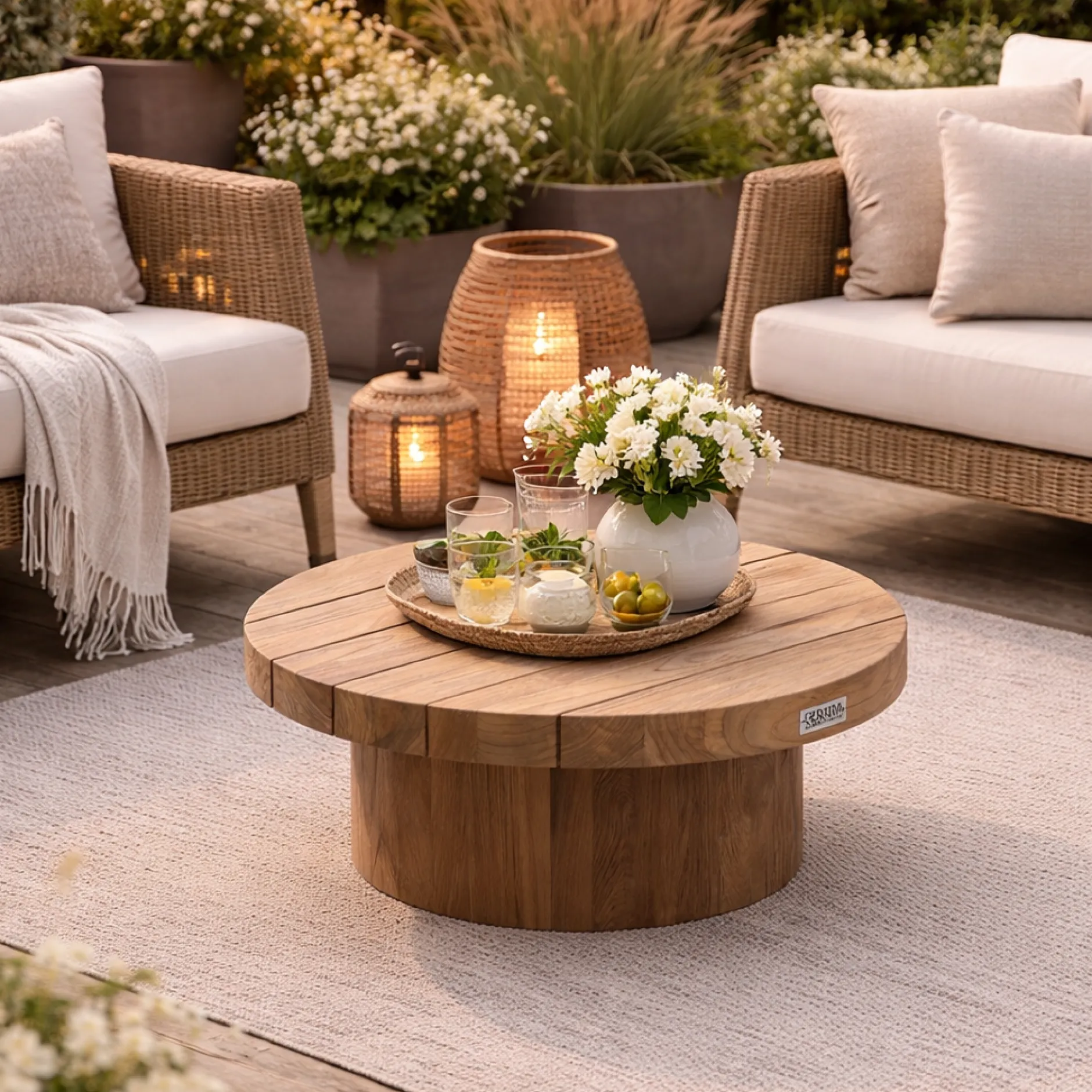 Garten Couchtisch Noah Gescova - Teakholz Ø60 x 25 cm - Braun