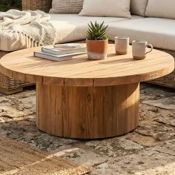 Garten Couchtisch Noah Gescova - Teakholz - Ø92 x 34 cm - Braun