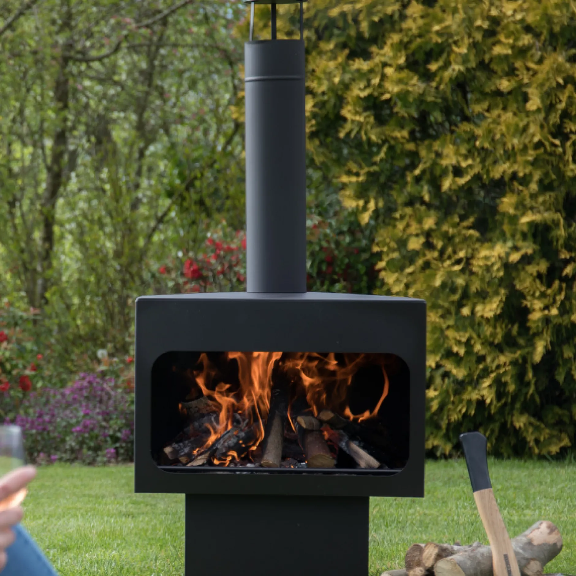 Gartenfeuer Dakota XL Stahl - schwarz