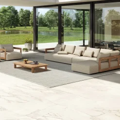 Garten-Lounge-Set Evanilson Gescova – Teakholz & Textilene – Beige