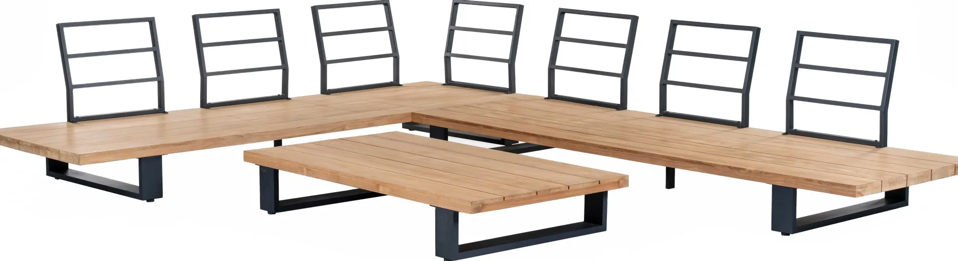Garten-Lounge-Set Valdez Gescova - Aluminium und Texlene - 2 Sofas & Couchtisch - Anthrazit