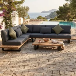 Garten-Lounge-Set Valdez Gescova - Aluminium und Texlene - 2 Sofas & Couchtisch - Anthrazit
