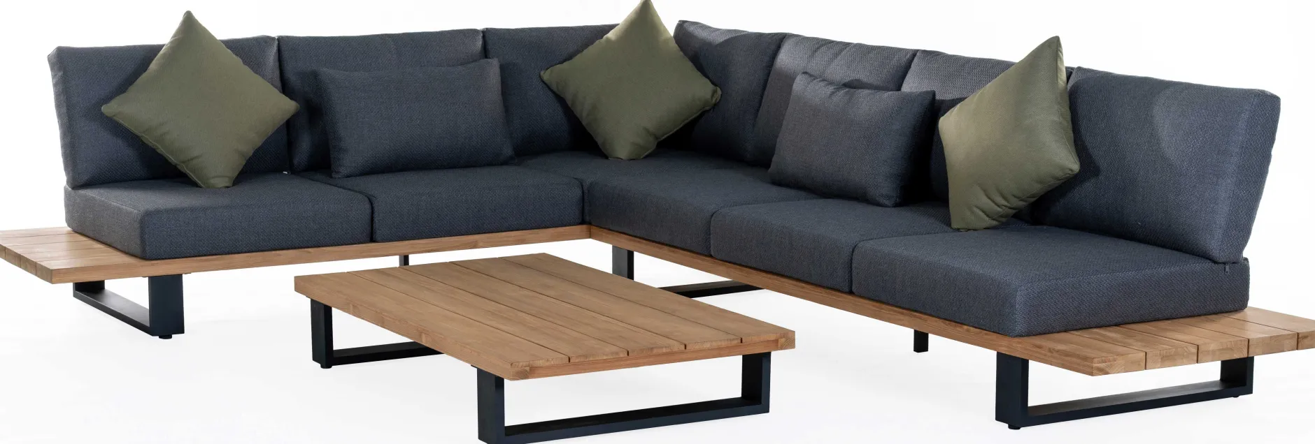 Garten-Lounge-Set Valdez Gescova - Aluminium und Texlene - 2 Sofas & Couchtisch - Anthrazit