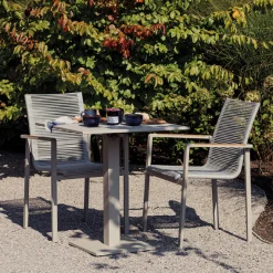 Gartenstuhl Arriba Gescova - Beige Aluminium mit Teak - 55x60x87cm