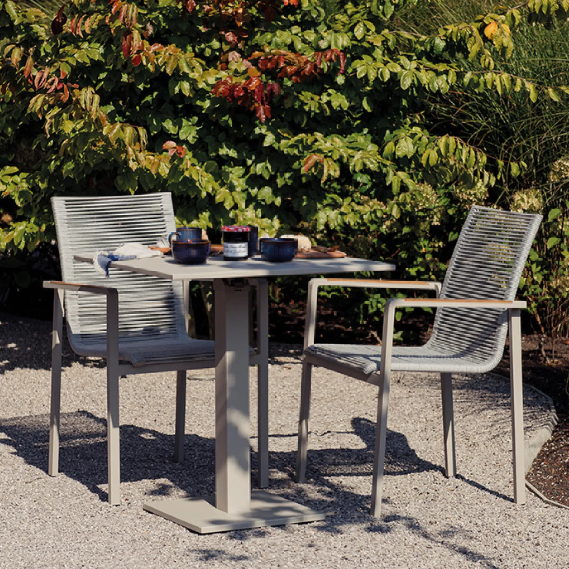 Gartenstuhl Arriba Gescova - Beige Aluminium mit Teak - 55x60x87cm