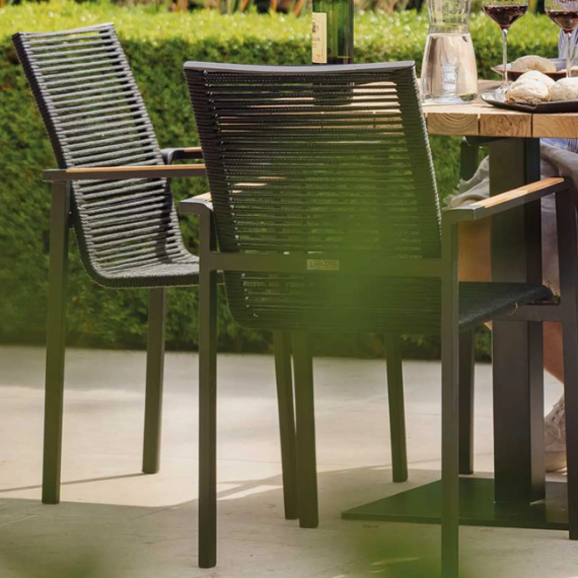 Gartenstuhl Aruba Gescova - Aluminium, Textileen, Holz - 55x60x87 cm - Charcoal