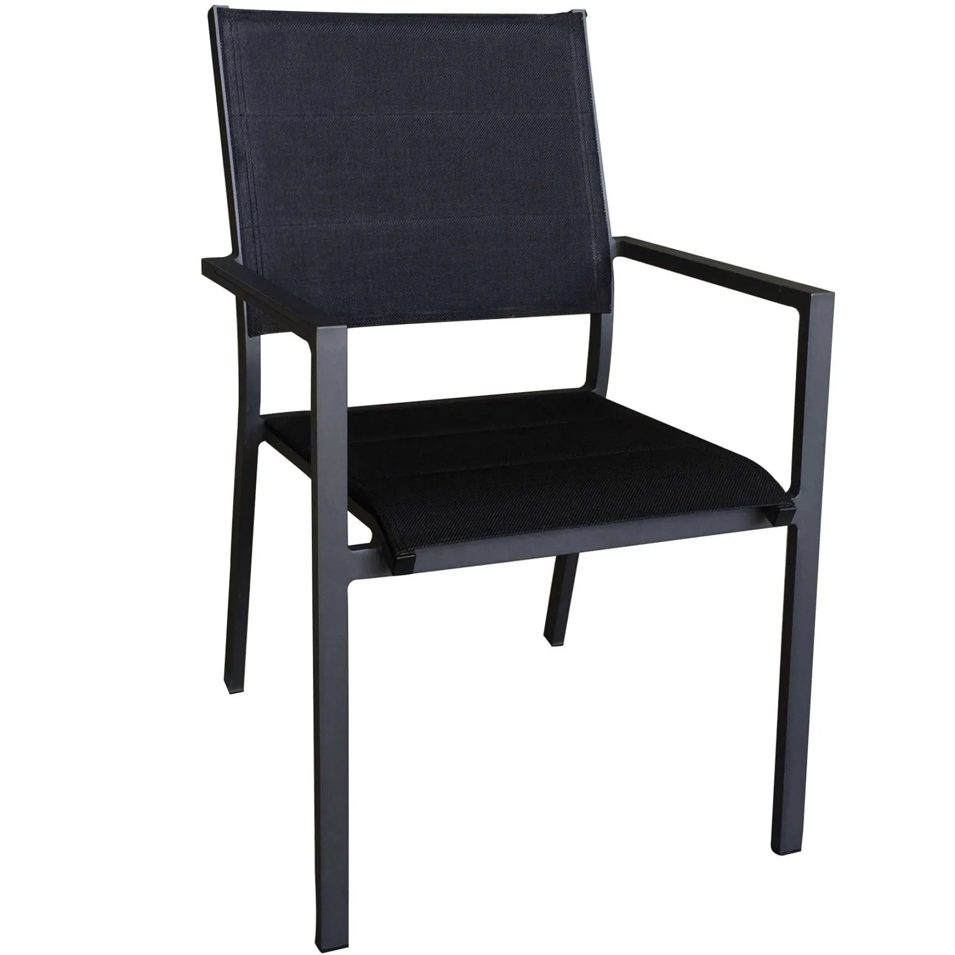 Gartenstuhl Caprice Aluminium schwarz Textil - stapelbar