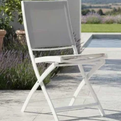 Gartenstuhl Carrie Gescova - Aluminium Weiß, Textilene Hellgrau