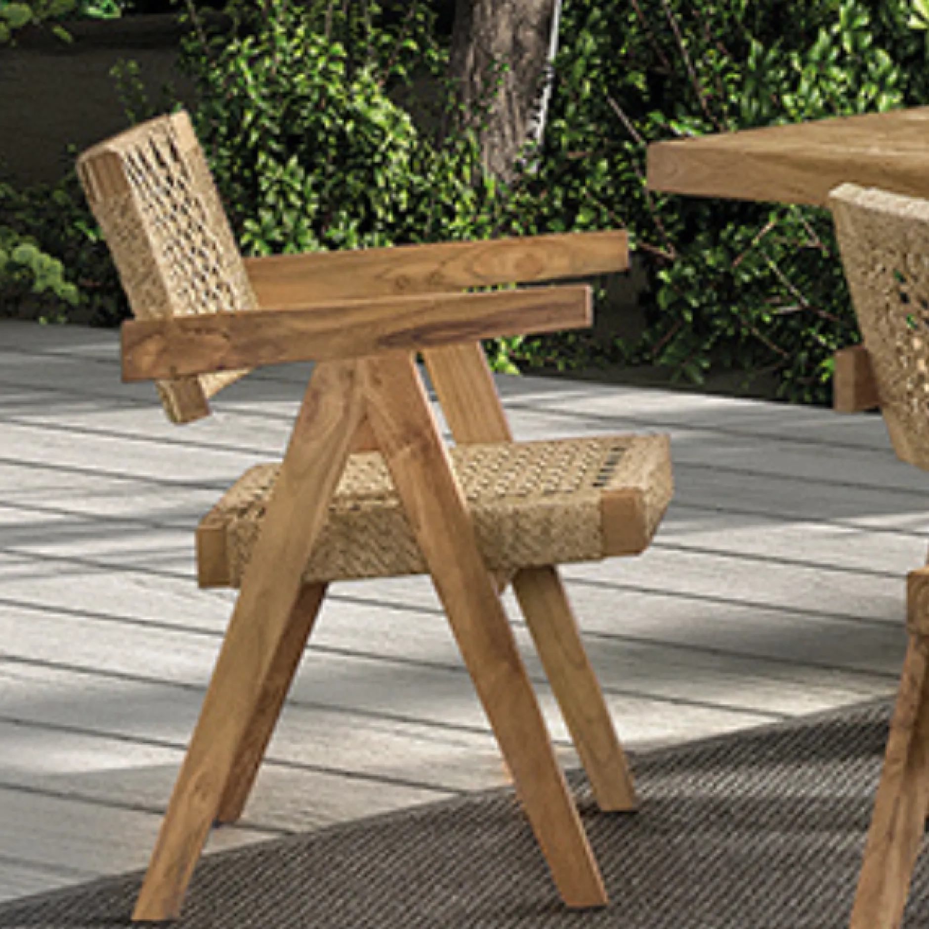Gartenstuhl Derry Gescova - recyceltes Teakholz & Wicker - 53x62x80cm - Braun