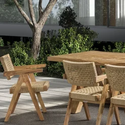 Gartenstuhl Derry Gescova - recyceltes Teakholz & Wicker - 53x62x80cm - Braun