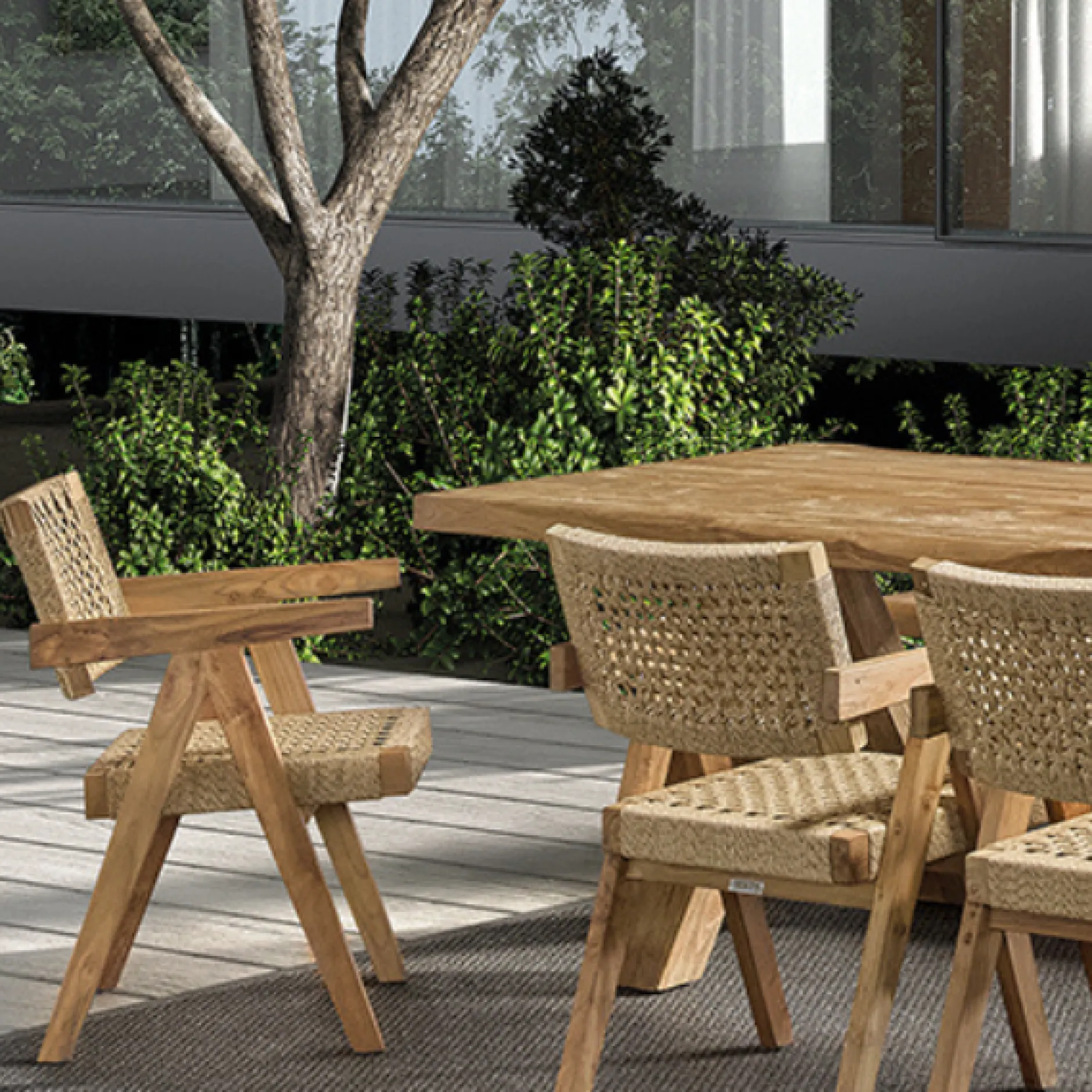 Gartenstuhl Derry Gescova - recyceltes Teakholz & Wicker - 53x62x80cm - Braun