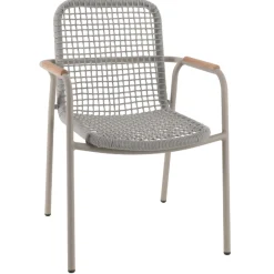 Gartenstuhl Dina Gescova - Aluminium & Olefin - 62x68x87cm - Grau/Teak