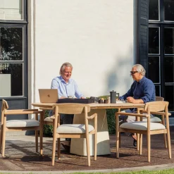 Gartenstuhl Leandro gescova – Teakholz mit Sitzkissen – 56x57x82 cm – Braun