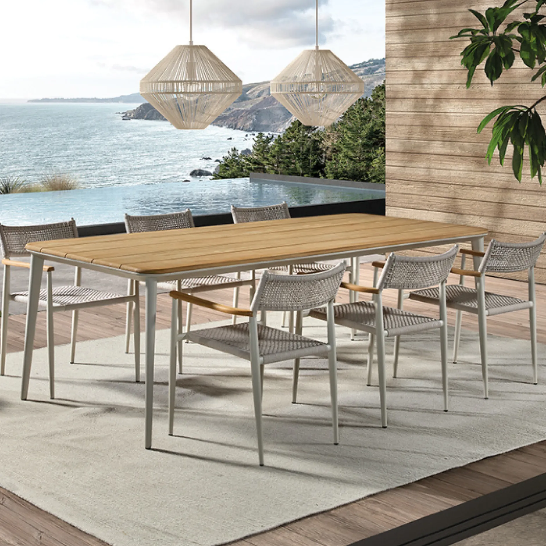 Gartenstuhl Leo gescova - stapelbar - 58x60x79cm - beige Aluminium und geflochtenes Seil