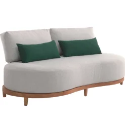 Gartenstuhl Mezzaluna Gescova - Teakholz mit Olefinkissen - 190x98x69 cm - Weiß