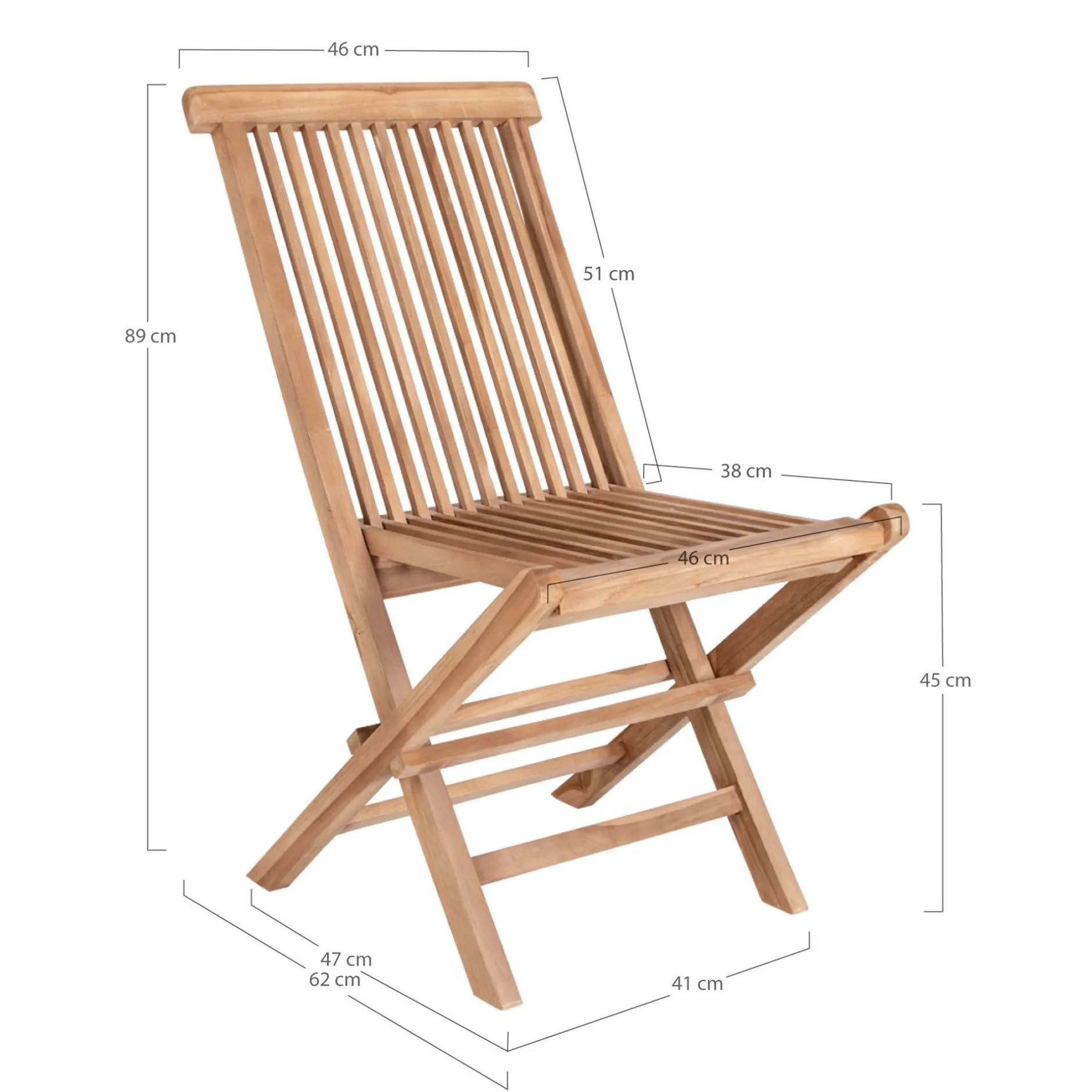 Gartenstuhl Toledo | 62x46x89cm | Teakholz
