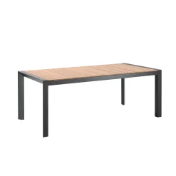 Gartentisch Braga Gescova - Aluminium Schwarz mit Teakholz 202x100cm