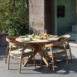 Gartentisch Java Gescova - Teakholz massiv - Ø165 cm - Braun