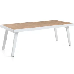 Gartentisch Korsika Gescova - Aluminium Weiß & Teakholz 220x90cm