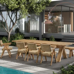 Gartentisch Longford Gescova - recyceltes Teakholz - 300x100x77 cm - Braun
