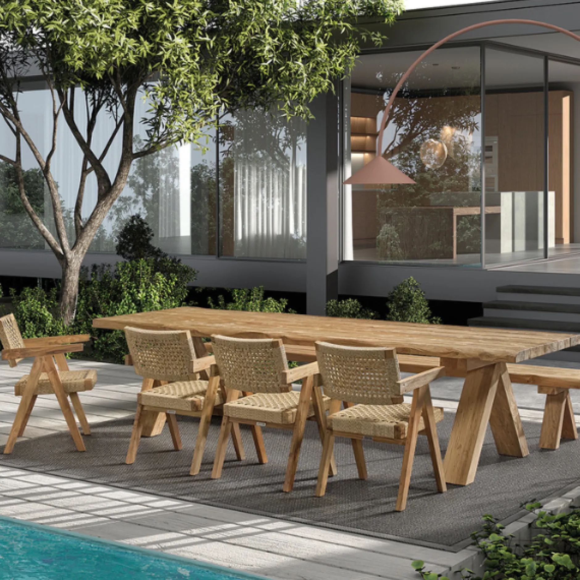 Gartentisch Longford Gescova - recyceltes Teakholz - 300x100x77 cm - Braun