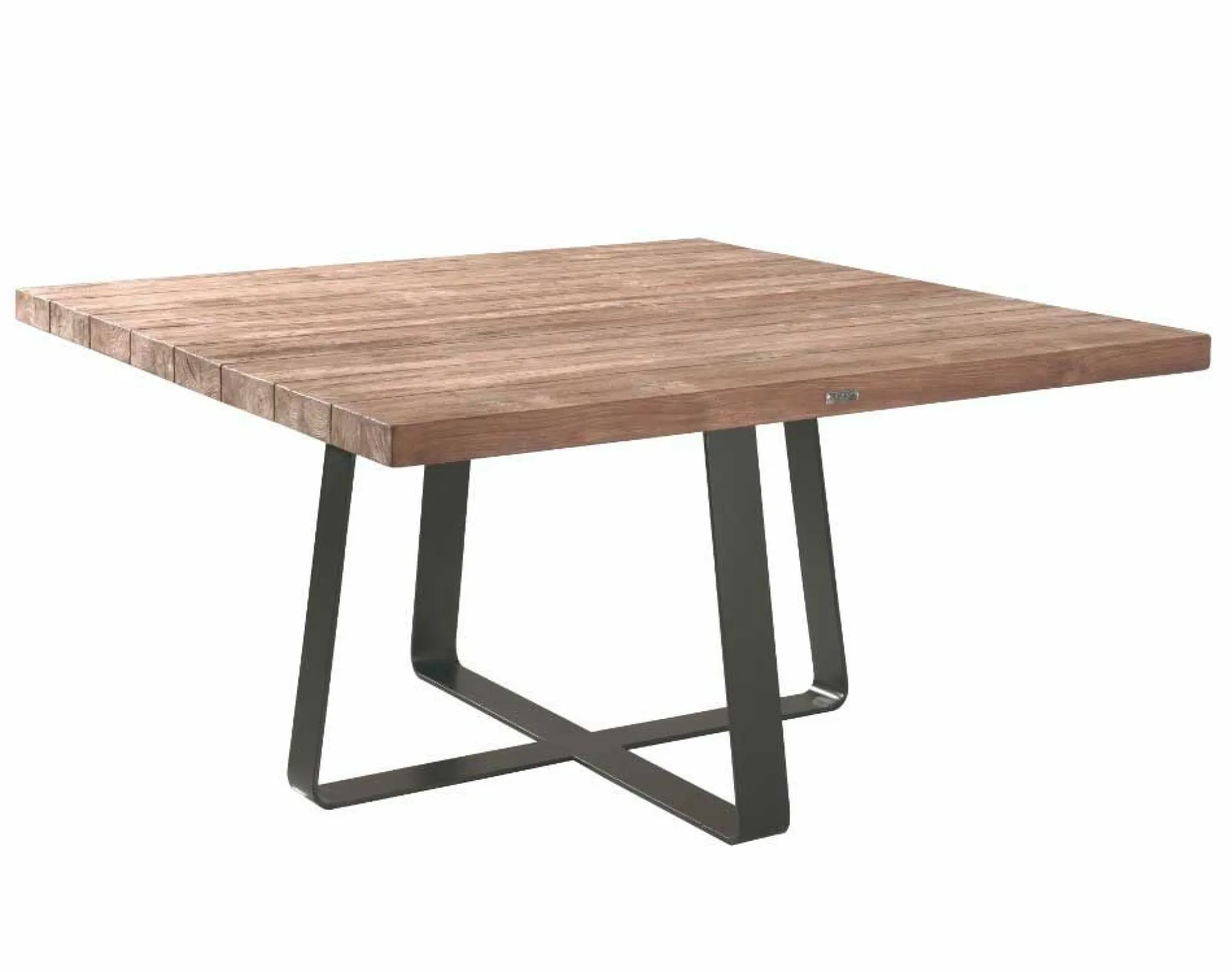 Gartentisch Margarite Gescova - Teakholz und schwarzes Eisengestell - 80x80cm - Braun