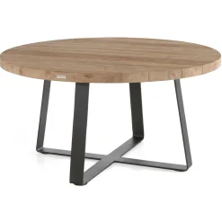 Gartentisch Margarite Ø160 gescova - Stahl & Teakholz - Schwarz/Braun