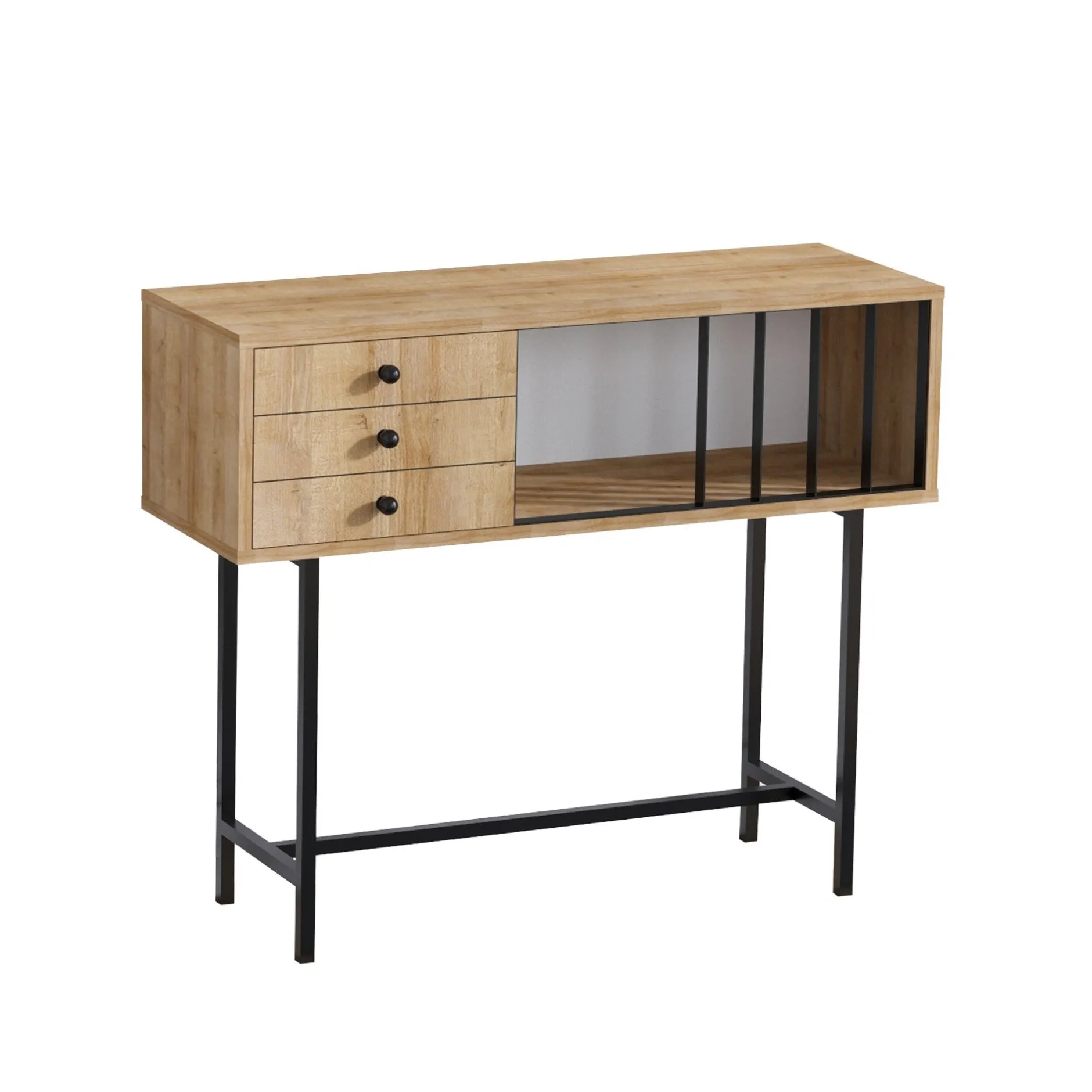 Gemütliches und stilvolles Sideboard aus schwarzer Eiche | 100% Melaminbeschichtung | 100x35x85cm