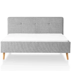 Gepolstertes Doppelbett Nils 180x200cm - grau