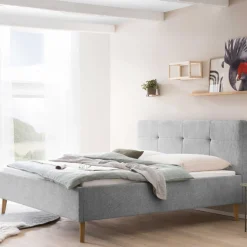 Gepolstertes Doppelbett Nils 180x200cm - grau