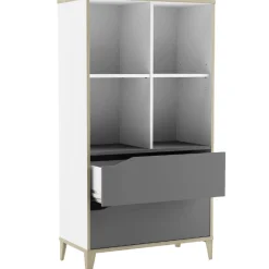 Gerry Bücherregal-hellgrau/mattweiß/Kronberg Eiche