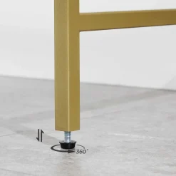 Gold Konsolentisch - Modern 2 Regale aus gehärtetem Glas mit Metallrahmen und verstellbaren Füßen